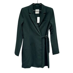 NWT Abercrombie & Fitch Blazer Dress Womens Medium Tall Green Trench Wrap